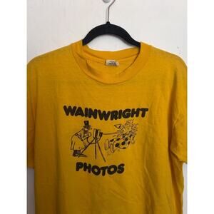 Vintage Photo Photographer Tee T Shirt XL Yellow Funny Wainwright Clown Hanes